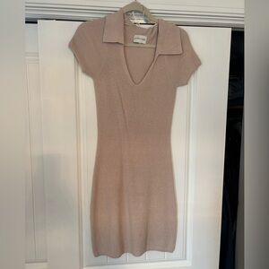 Freshman Blush Knit Collared Mini Dress